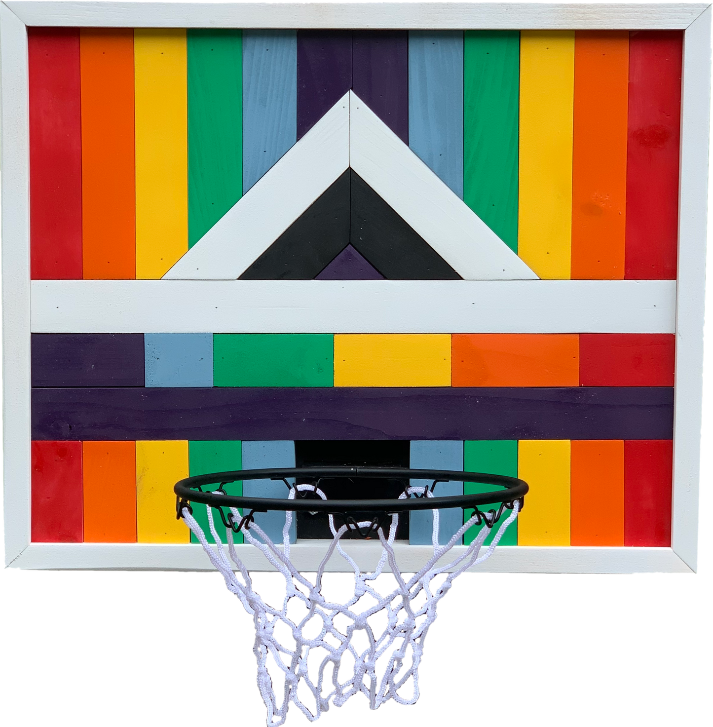Rainbow Basketball Hoop Art